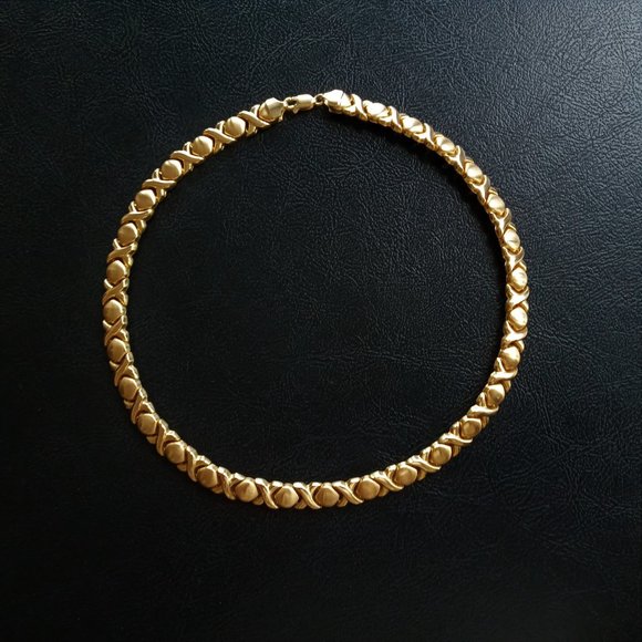 14K Yellow Gold Fine XOXO Collar Necklace, 18.36 grams - Picture 2 of 13